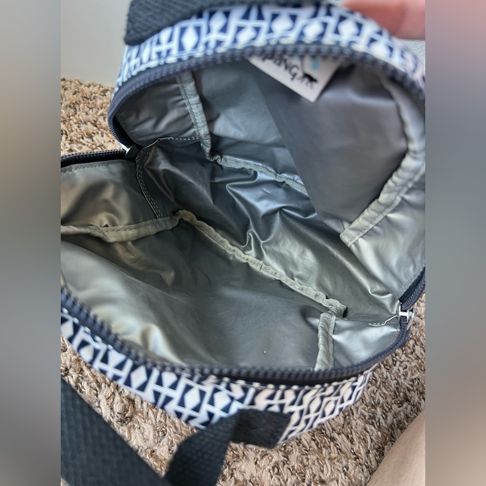 Kipling Navy White Patterned Round Silver Lined Z… - image 4